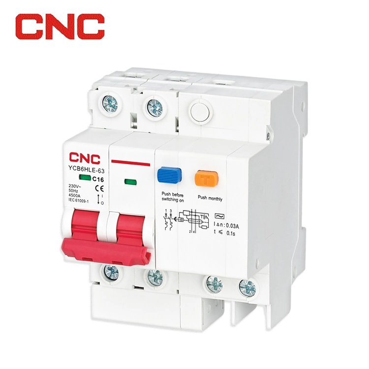 CNC 1 Pole RCBO 63A 1 Pole RCBO 1 Pole Electrical RCBO 4.5ka