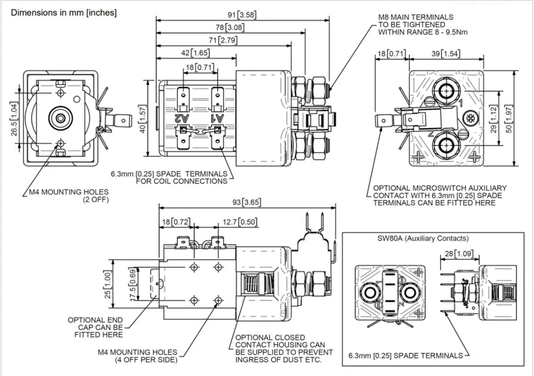 China Supplier Magnetic Albright Contactor Sw180b-108 48V 200A Designed for Golf Cart