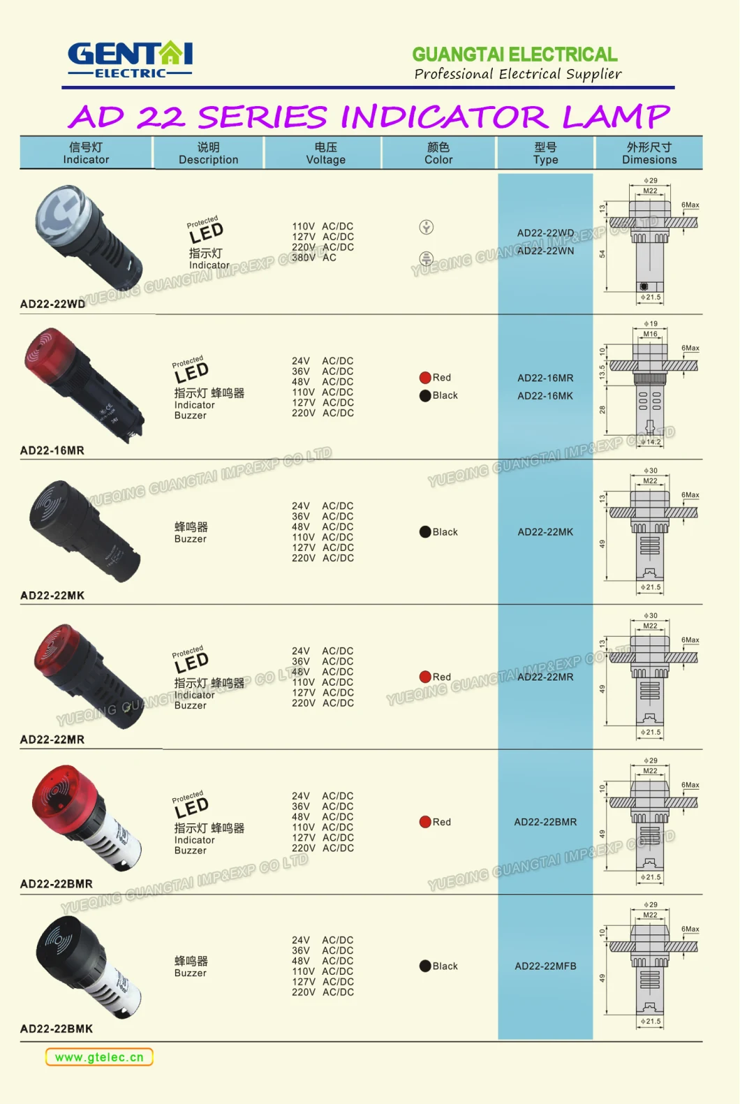 22mm 24V Indicator with Flash Buzzer Warning Light