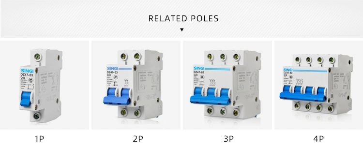 Low Voltage Circuit Breakers Singi Breaker Electronic Electrical 2p DC OEM Dz47-63