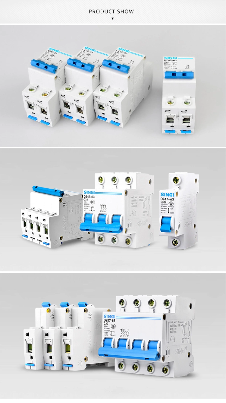 Low Voltage Circuit Breakers Singi Breaker Electronic Electrical 2p DC OEM Dz47-63