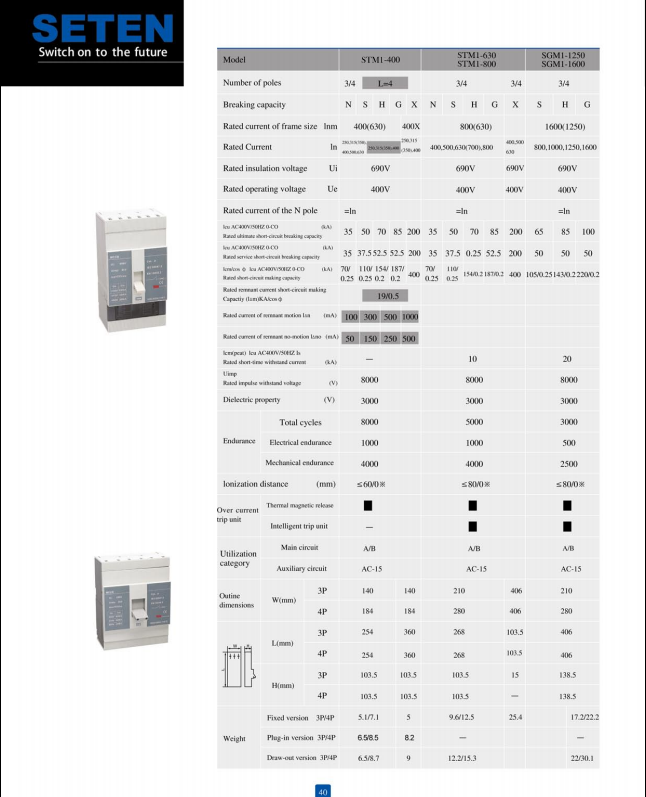 Stm1 CE Kema Moulded Case Circuit Breaker MCCB